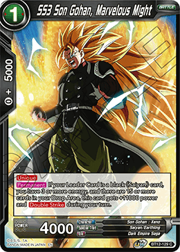 SS3 Son Gohan, Marvelous Might, Vicious Rejuvenation Pre-Release Cards · BT12-129