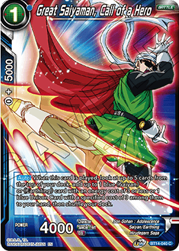 Great Saiyaman, Call of a Hero, Cross Spirits · BT14-040