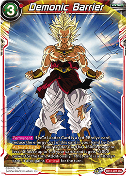 Demonic Barrier, Saiyan Showdown Pre-Release Cards · BT15-028