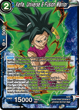 Kefla, Universe 6 Fusion Warrior, Saiyan Showdown Pre-Release Cards · BT15-048