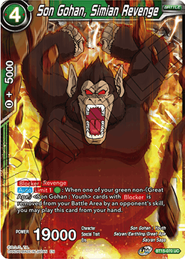 Son Gohan, Simian Revenge, Saiyan Showdown Pre-Release Cards · BT15-070