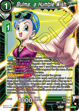 Bulma, a Humble Wish, Fighter's Ambition · BT19-072