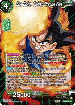Son Goku, Golden Dragon Fist, Power Absorbed Pre-Release Cards · BT20-060