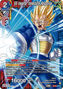 SS Vegeta, Immediate Response, Power Absorbed Pre-Release Cards · BT20-137