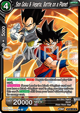 Son Goku & Vegeta, Battle on a Planet, Legend of the Dragon Balls Pre-Release Cards · BT25-121