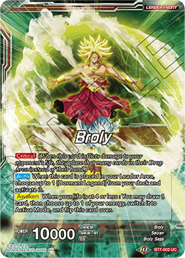 Broly // Broly, Recurring Nightmare, Assault of the Saiyans Pre-Release Cards · BT7-002