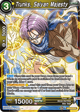 Trunks, Saiyan Majesty, Malicious Machinations Pre-Release Cards · BT8-075