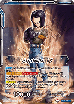 Android 17 // Android 17, Universal Guardian, Universal Onslaught Pre-Release Cards · BT9-021