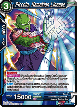 Piccolo, Namekian Lineage, Universal Onslaught Pre-Release Cards · BT9-029