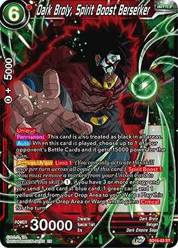 Dark Broly, Spirit Boost Berserker, Cross Spirits · SD16-03