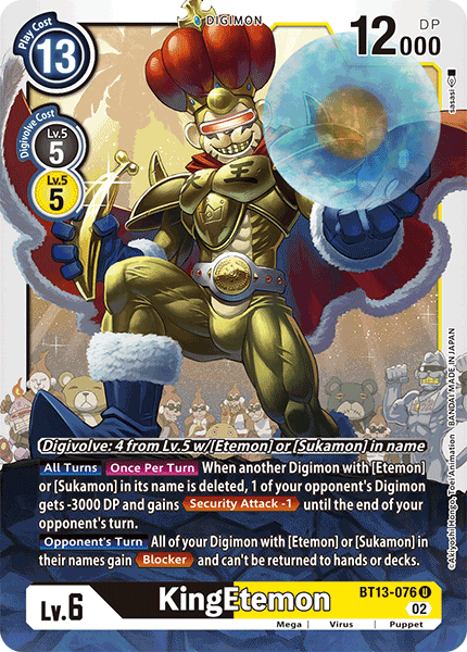 KingEtemon, Versus Royal Knights Pre-Release Cards · BT13-076