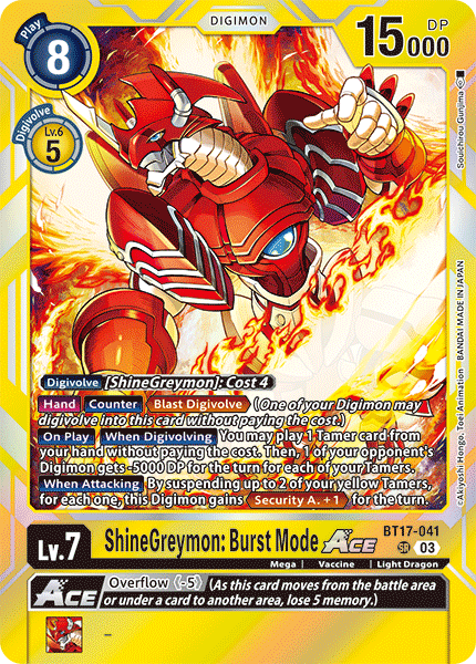 ShineGreymon: Burst Mode ACE, Secret Crisis · BT17-041
