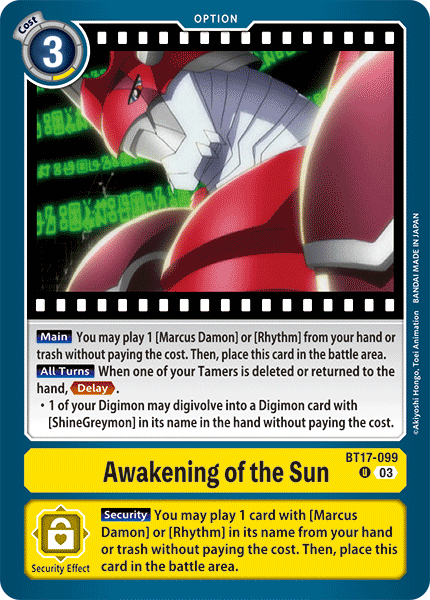 Awakening of the Sun, Secret Crisis Pre-Release Cards · BT17-099
