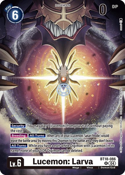 Lucemon: Larva, Release Special Booster 2.0 Celebration Event Cards · BT18-086