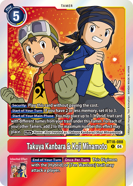 Takuya Kanbara & Koji Minamoto, Release Special Booster 2.0 Celebration Event Cards · BT18-088