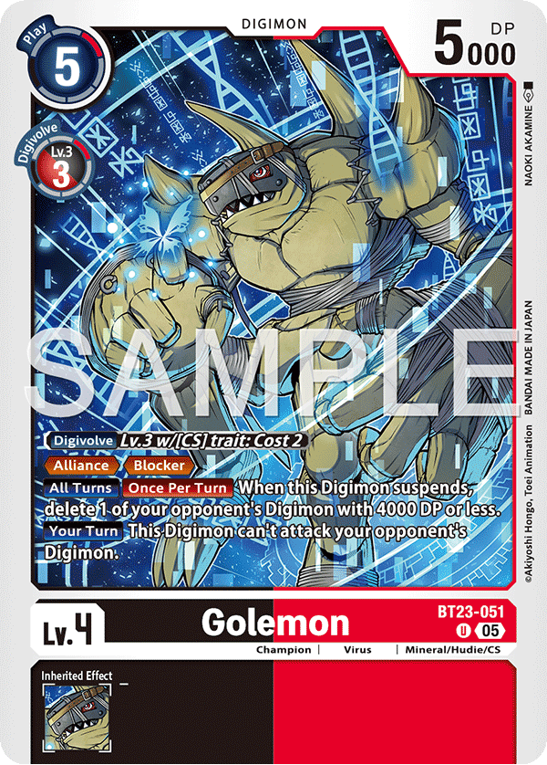 Golemon, Hackers' Slumber Release Event Cards · BT23-051