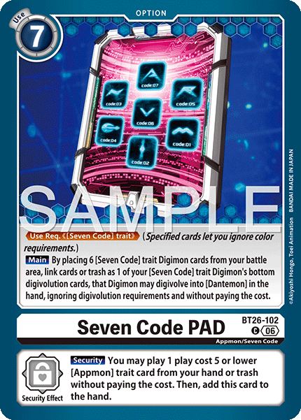 Seven Code PAD, Timeless Bonds · BT26-102