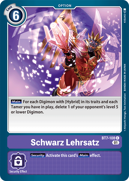 Schwarz Lehrsatz, Next Adventure · BT7-108