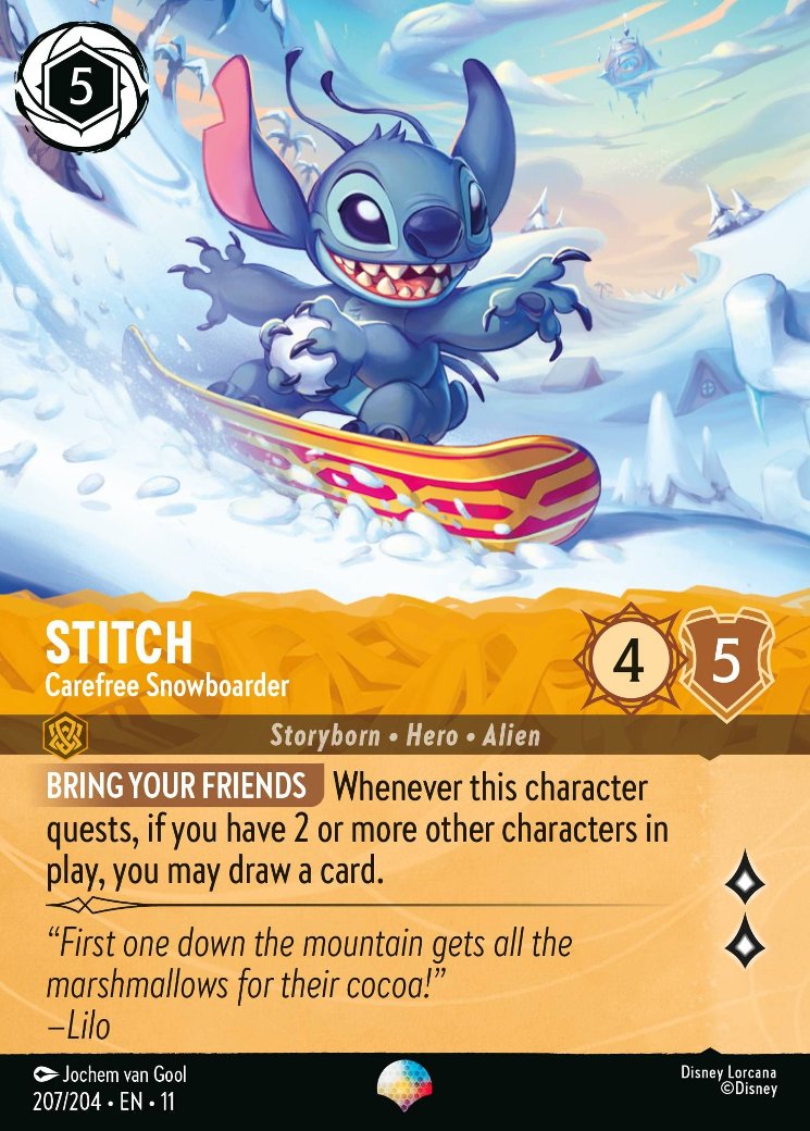Stitch - Carefree Snowboarder, Winterspell · 207/204