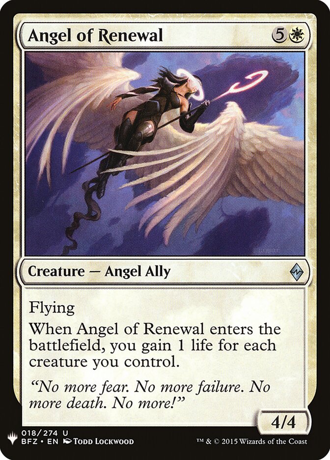 Angel of Renewal, The List · bfz-18
