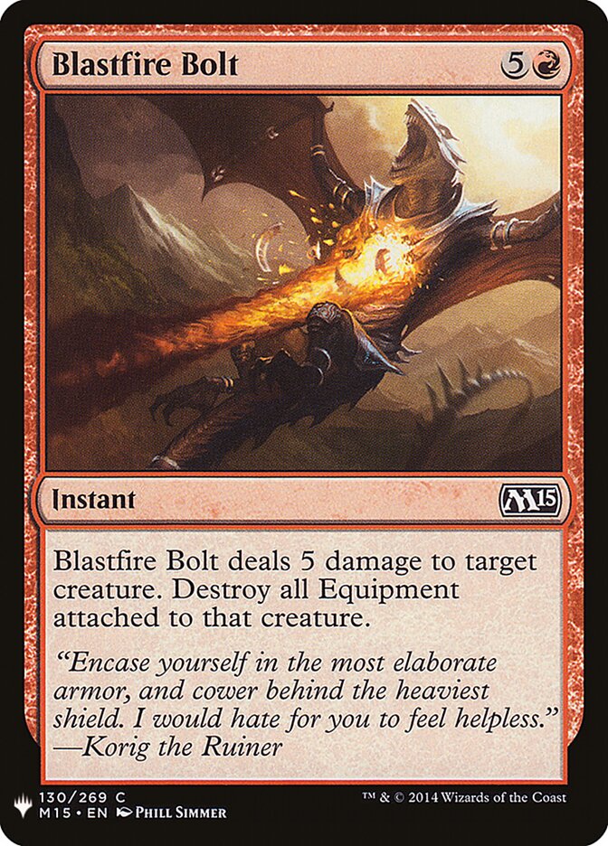 Blastfire Bolt, The List · m15-130