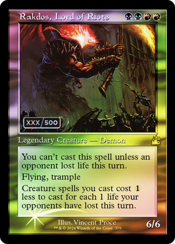 Rakdos, Lord of Riots, Ravnica Remastered · 379z