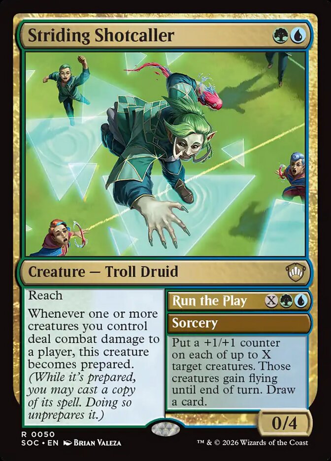 Striding Shotcaller // Run the Play, Secrets of Strixhaven Commander · 0050