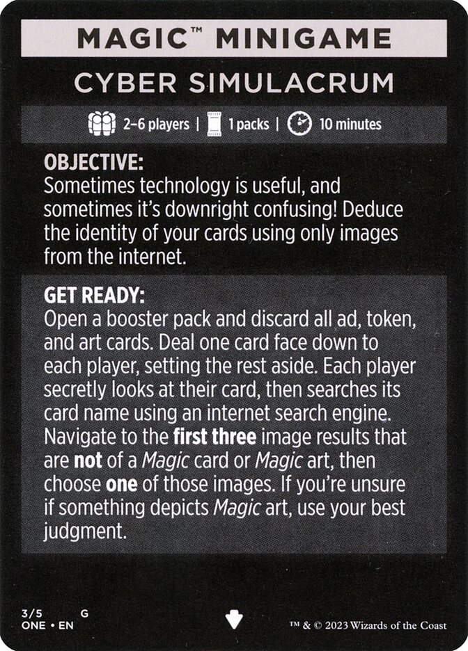 Cyber Simulacrum // Cyber Simulacrum (cont'd), Phyrexia: All Will Be One Minigames · 003