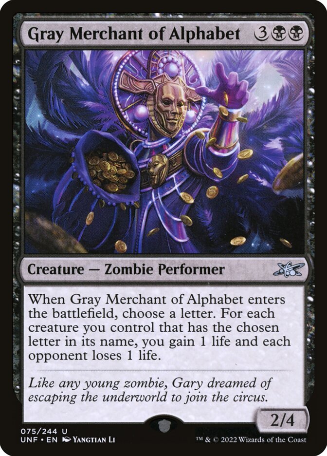 Gray Merchant of Alphabet, Unfinity · 075/244