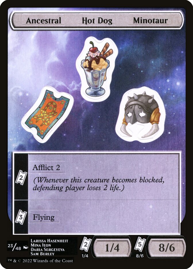Ancestral Hot Dog Minotaur, Unfinity Sticker Sheets · 023/048