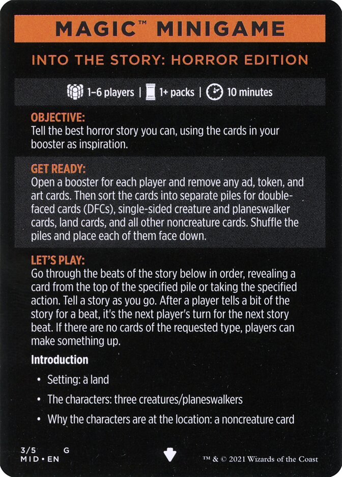 Into the Story: Horror Edition // Into the Story (cont'd), Innistrad: Midnight Hunt Minigames · 003