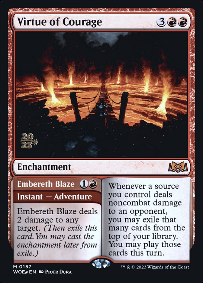 Virtue of Courage // Embereth Blaze, Wilds of Eldraine Promos · 0157