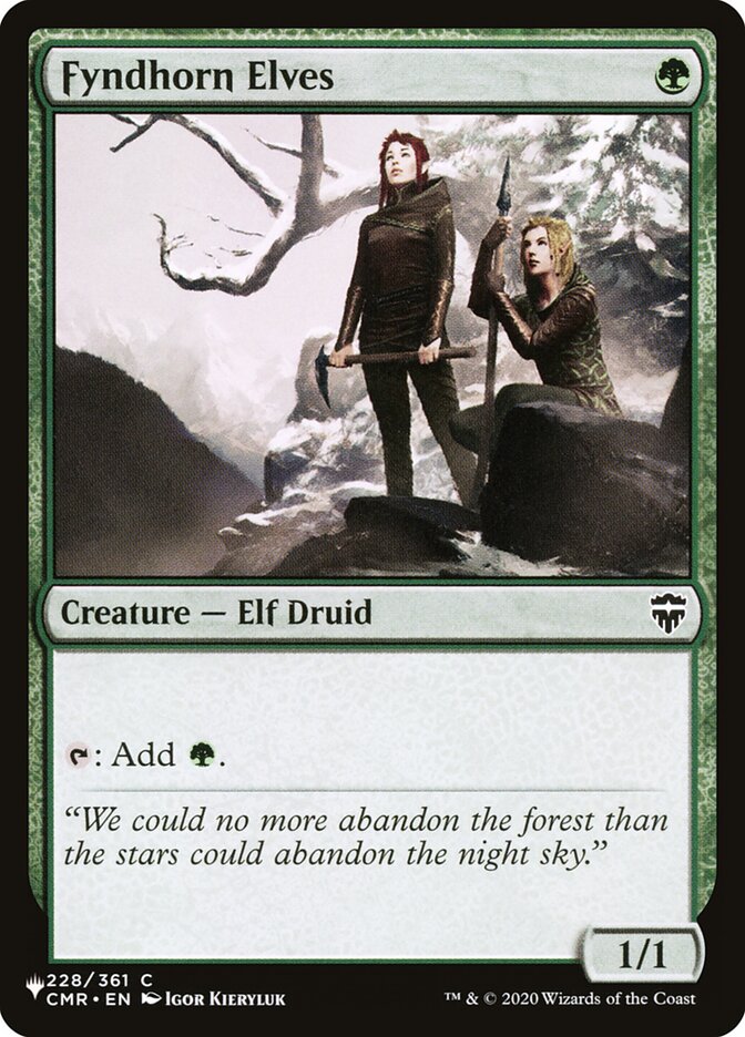 Fyndhorn Elves, The List · cmr-228