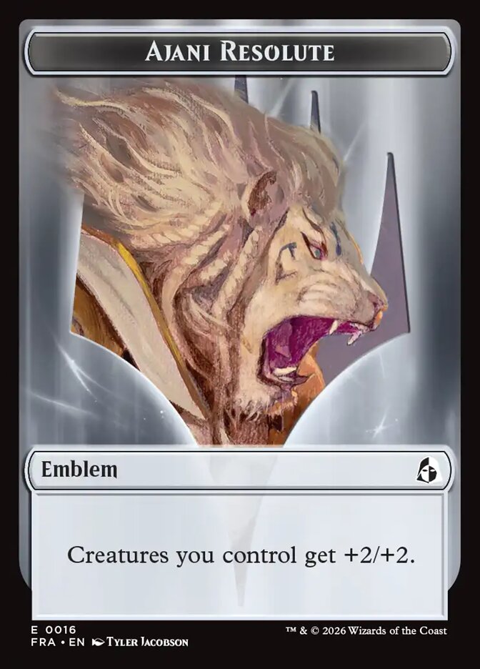 Ajani Resolute Emblem, Reality Fracture Tokens · 0016