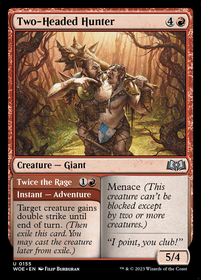 Two-Headed Hunter // Twice the Rage, Wilds of Eldraine · 0155