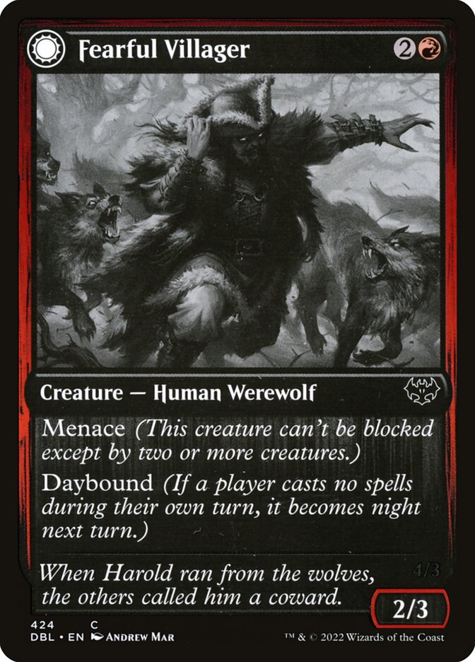 Fearful Villager // Fearsome Werewolf, Innistrad: Double Feature · 424/534