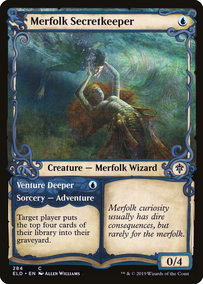 Merfolk Secretkeeper // Venture Deeper, Throne of Eldraine · 284