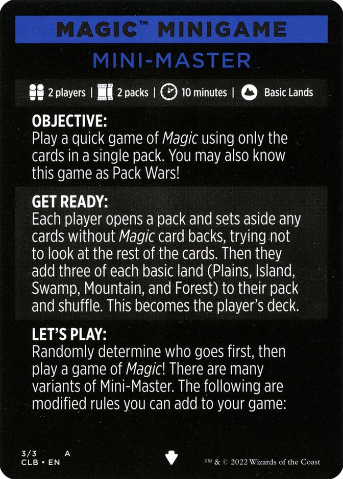 Mini-Master // Mini-Master (cont'd), Commander Legends: Battle for Baldur's Gate Minigames · 003