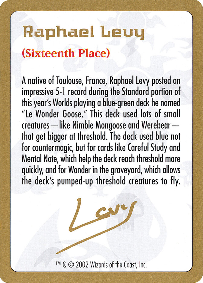Raphael Levy Bio, World Championship Decks 2002 · rl0a