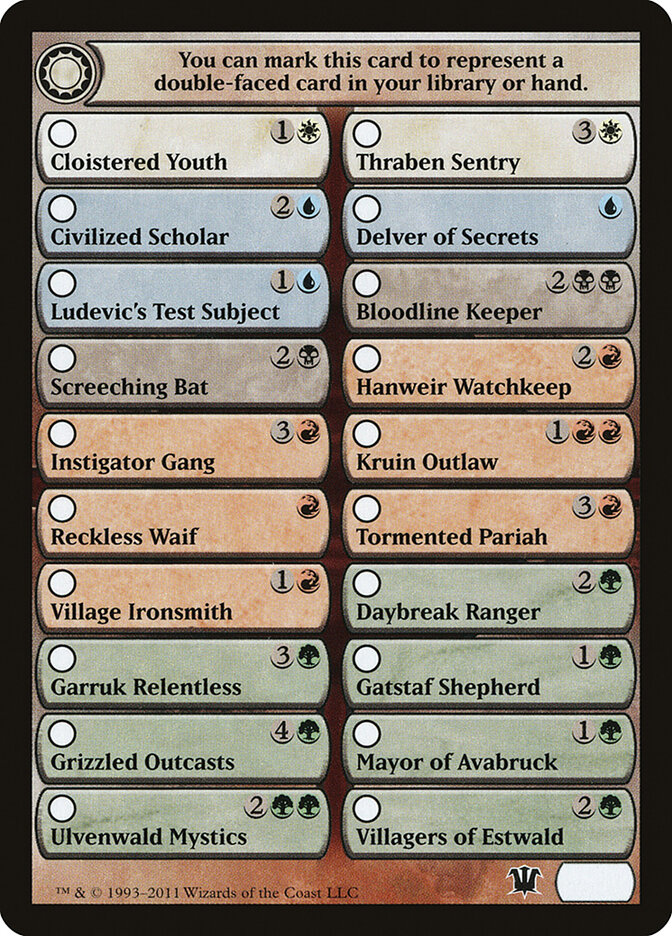 Innistrad Checklist, Innistrad Tokens · 13