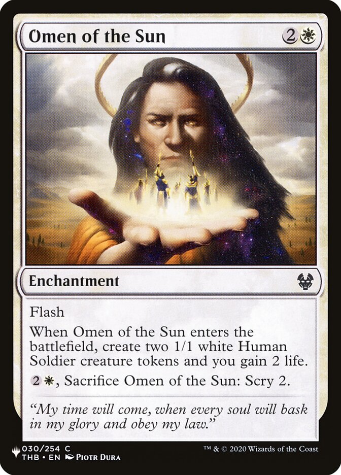 Omen of the Sun, The List · thb-30