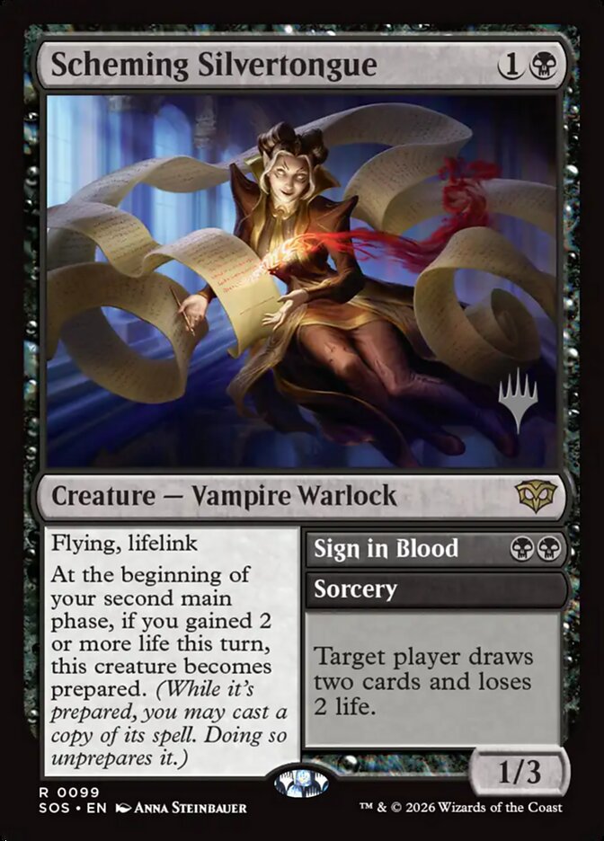 Scheming Silvertongue // Sign in Blood, Secrets of Strixhaven Promos · 0099