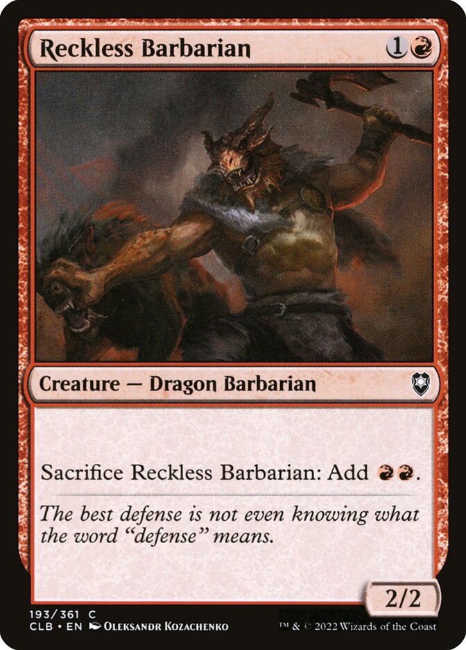 Reckless Barbarian, Commander Legends: Battle for Baldur's Gate · 193/361