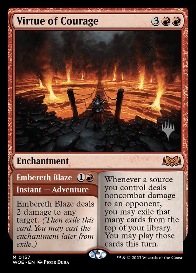Virtue of Courage // Embereth Blaze, Wilds of Eldraine Promos · 0157