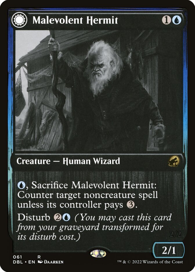 Malevolent Hermit // Benevolent Geist, Innistrad: Double Feature · 061/534