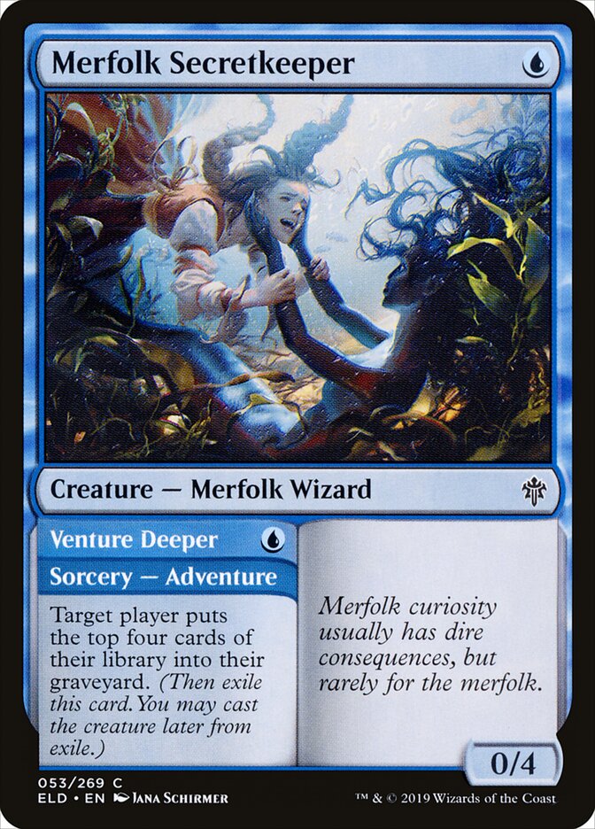 Merfolk Secretkeeper // Venture Deeper, Throne of Eldraine · 053/269