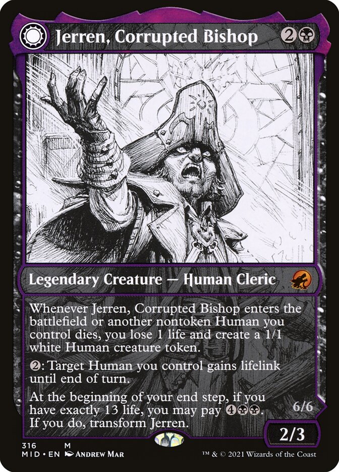 Jerren, Corrupted Bishop // Ormendahl, the Corrupter, Innistrad: Midnight Hunt · 316