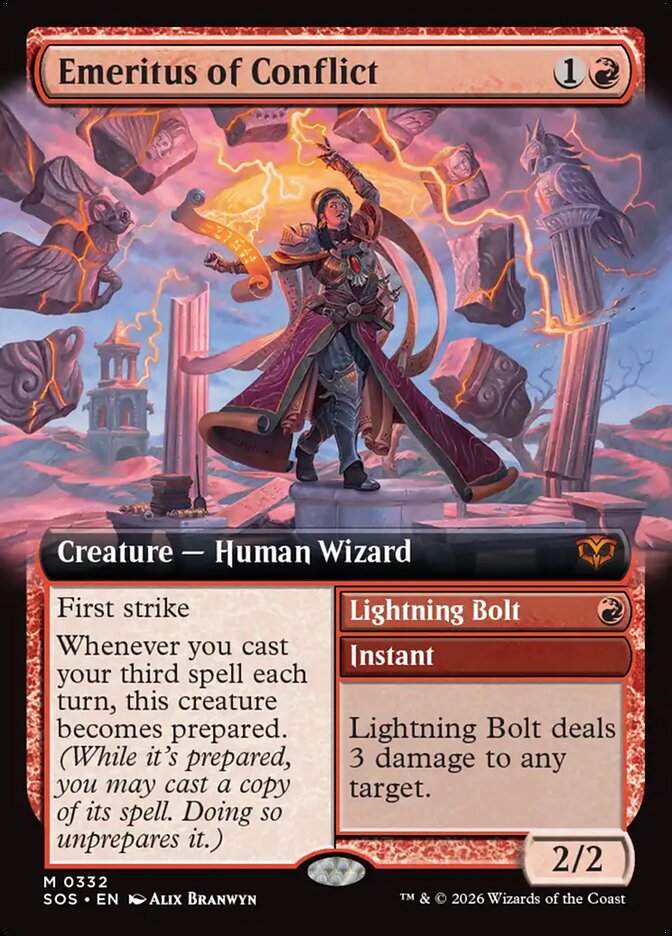 Emeritus of Conflict // Lightning Bolt, Secrets of Strixhaven · 0332