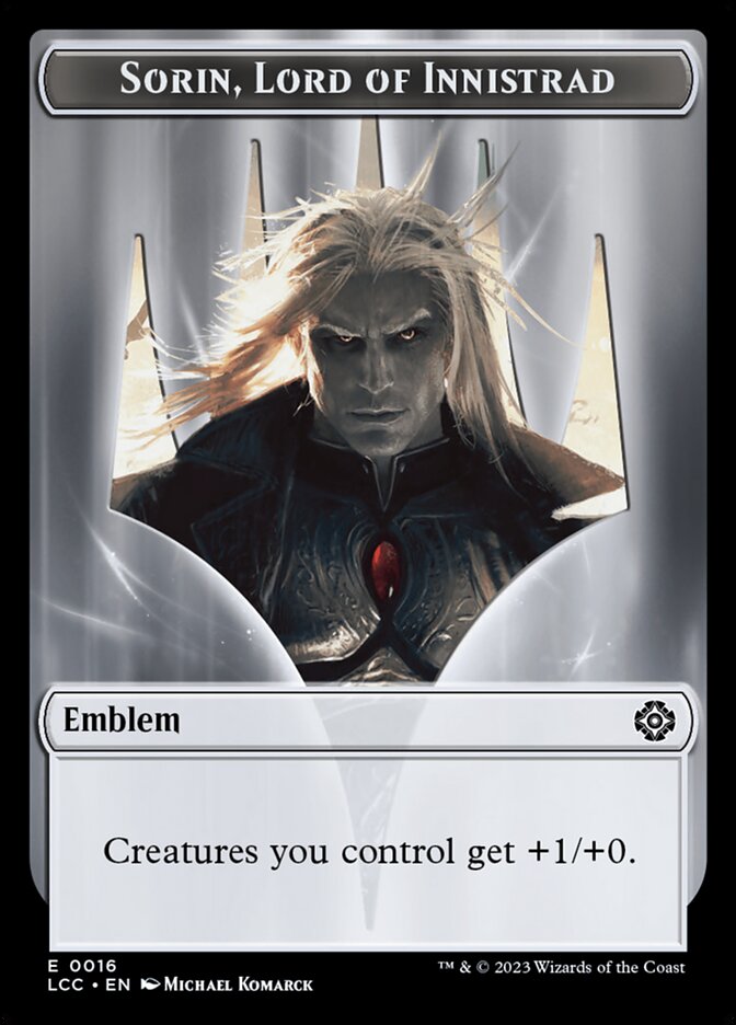 Sorin, Lord of Innistrad Emblem, The Lost Caverns of Ixalan Commander Tokens · 0016