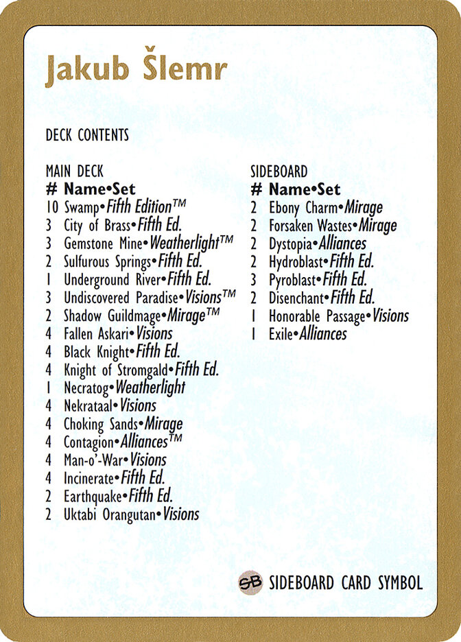 Jakub Šlemr Decklist, World Championship Decks 1997 · js0b